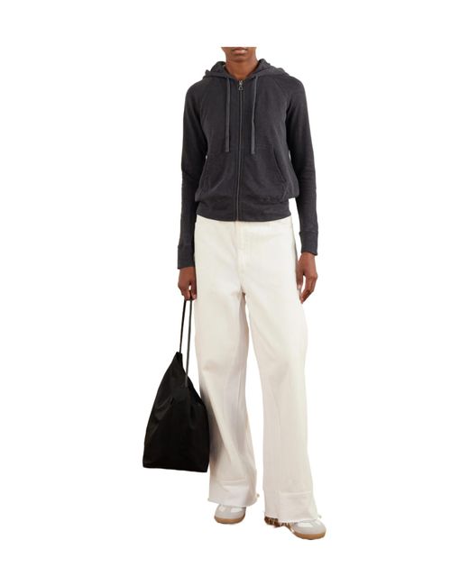 James Perse Black Solid Cotton-Terry Hoodie