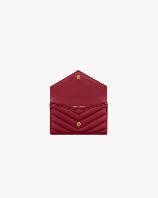 Saint Laurent Red Cassandre Quilted Leather Card Holder