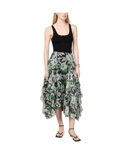 Loewe Gray Floral Print Midi Skirt