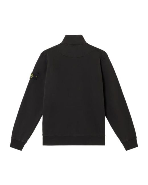 Stone Island Black Compass Patch Zip Up Sweatshirt for men