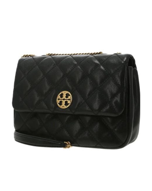 Tory Burch Black Willa Diamond Quilted Shoulder Bag