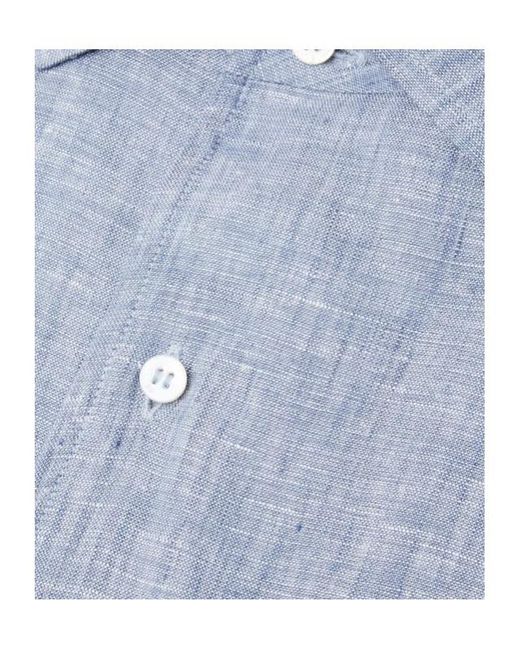 Loro Piana Blue Andre Button-Fastening Linen Shirt for men