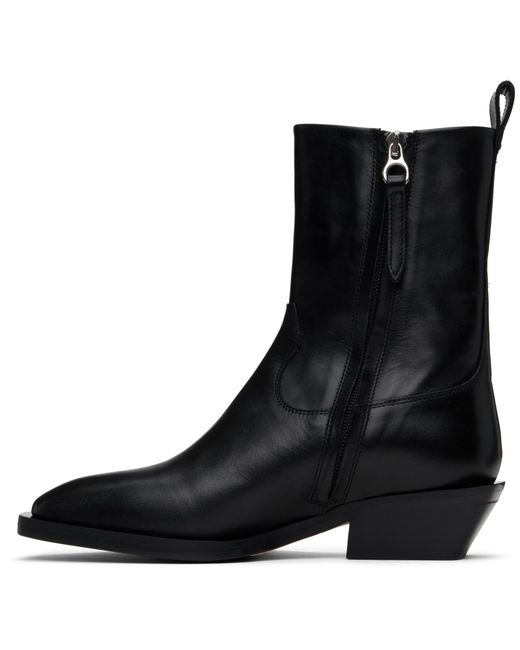 Aeyde Black Pointed Toe Slip-On Boots