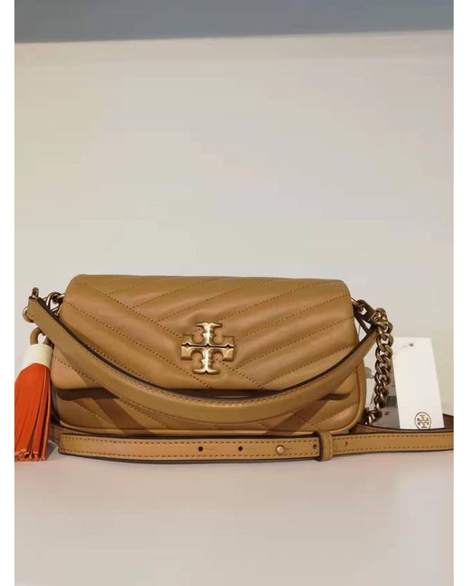 Tory Burch Brown Small Kira Chevron Tassel Bag