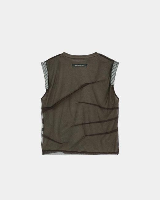 ANDERSSON BELL Green Layered Mesh Pleated Top