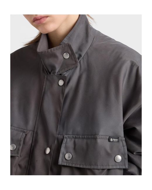 Prada Gray Washed Re-Nylon Rain Jacket