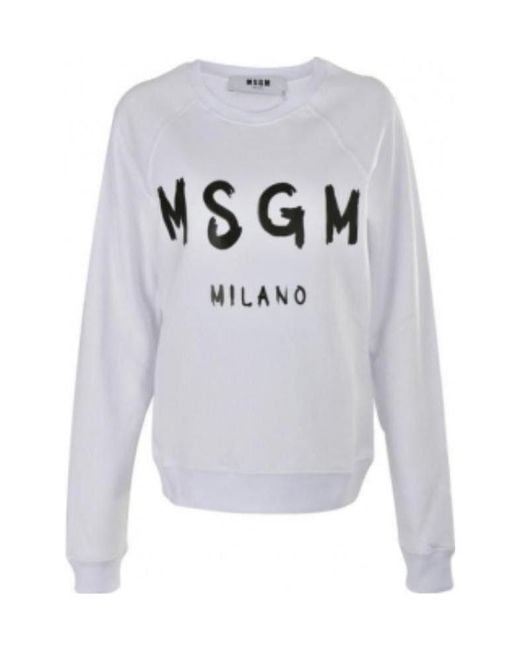 MSGM Gray Printed Logo Sweater