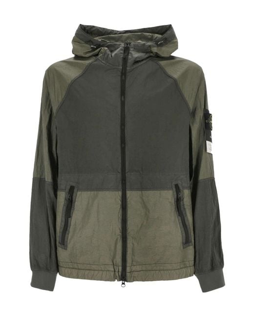 Stone Island Green Zip Up Hooded Jacket for men