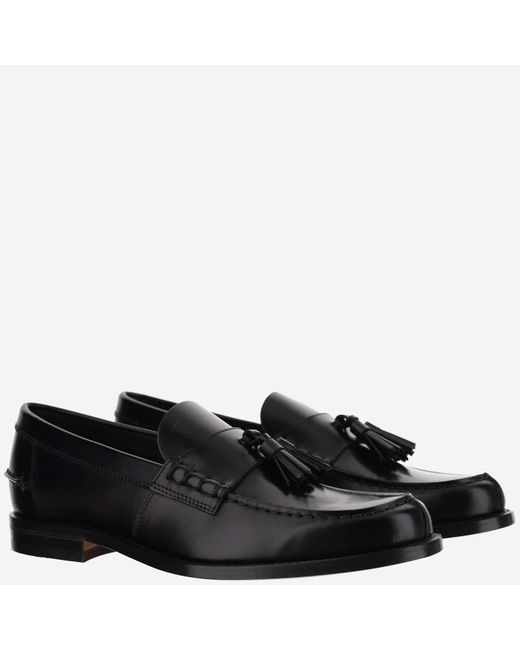 Tod's Black Round Toe Slip-On Loafers for men