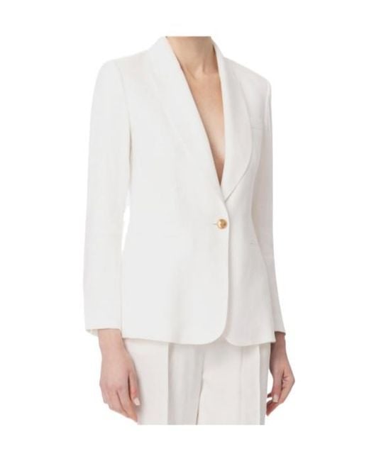 Elisabetta Franchi White Single-Breasted Long-Sleeved Jacket