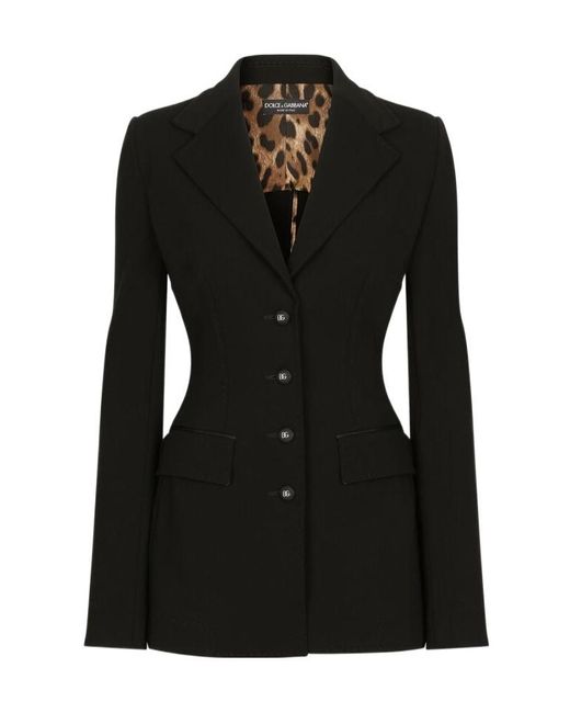 Dolce & Gabbana Black Milano Stitch Single-Breasted Jersey Jacket