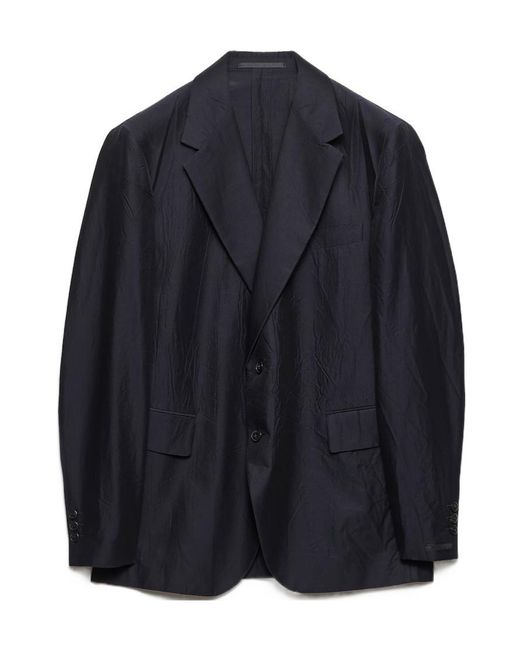 Prada Blue Single-Breasted Cotton And Silk Jacket for men