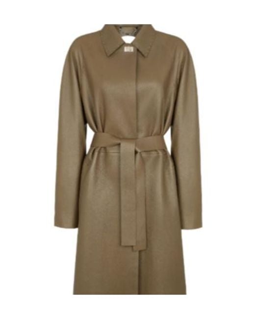 Fendi Green Leather Overcoat
