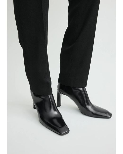Totême  Black Totême Square-Toe Side Zipped Ankle Boots