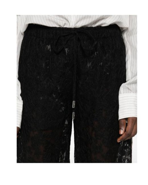 Ermanno Scervino Black Lace-Trimmed Trousers
