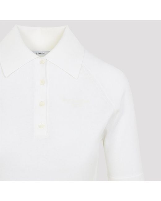 Givenchy White Ribbed-Knit Polo Shirt