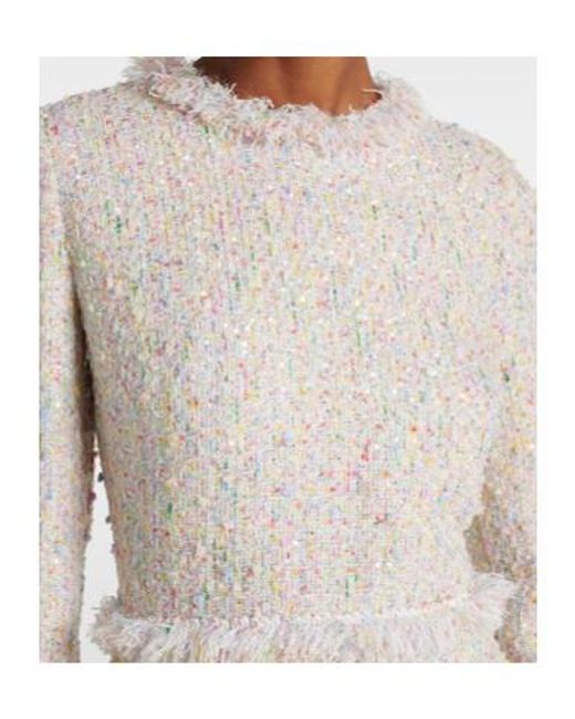 Giambattista Valli White Tassel Boucle Mini Dress