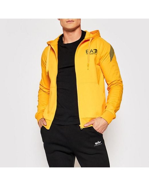 EA7 Yellow Logo Hooded Casual Jacket for men
