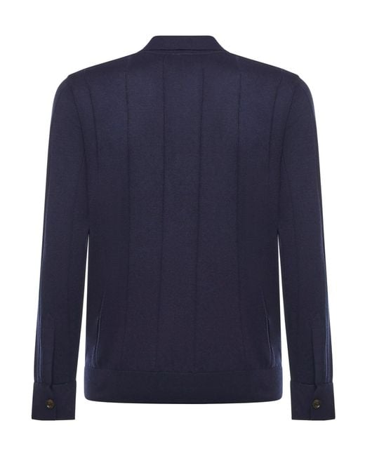 Eleventy Blue Buttoned Knitwear for men
