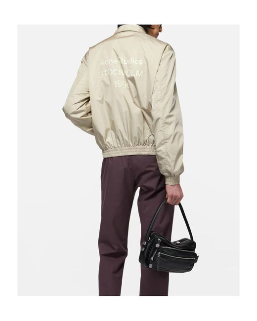 Acne Natural Logo-Print Zip-Up Jacket