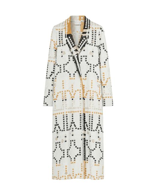 Forte_forte White Samarcanda Embroidered Jacquard Long Coat