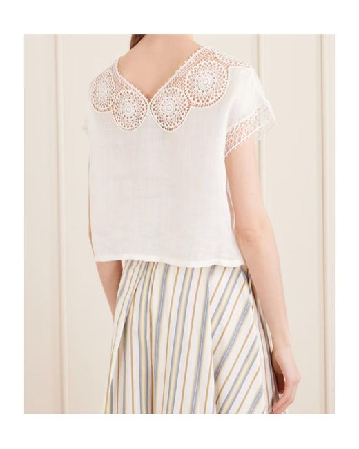 Nili Lotan White Hollow-Out Decorative Top