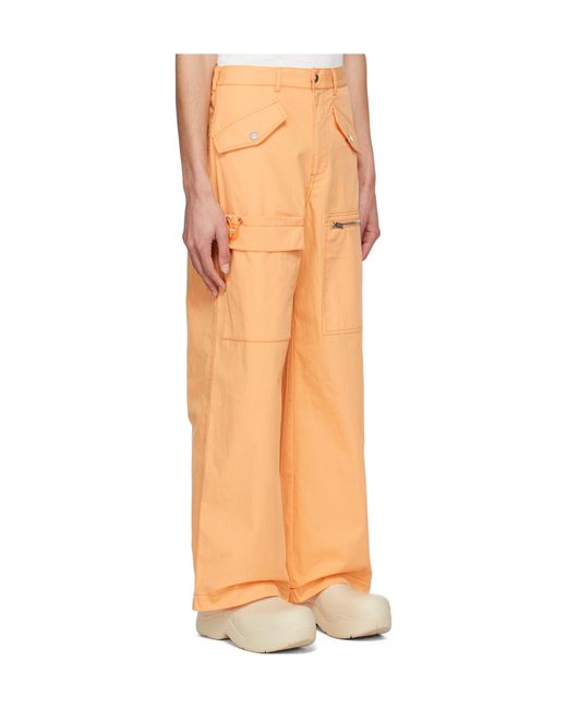 Dion Lee Orange Multi-Pocket Slouched Trousers for men