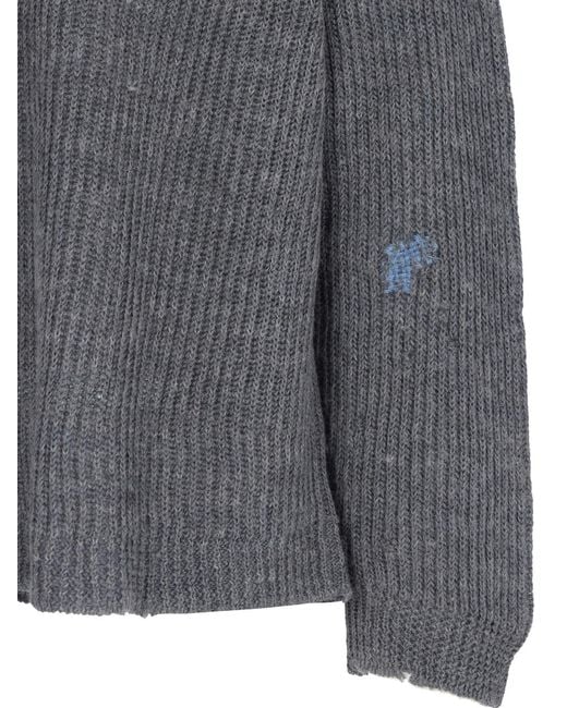 Maison Margiela Gray Summer Shetland Knit Jumper for men