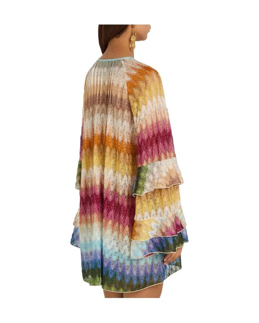 Missoni White Chevron Fine-Knit Mini Dress