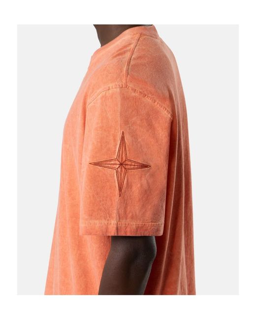 Stone Island Orange Regular-Fit Pigment-Dyed T-Shirt for men