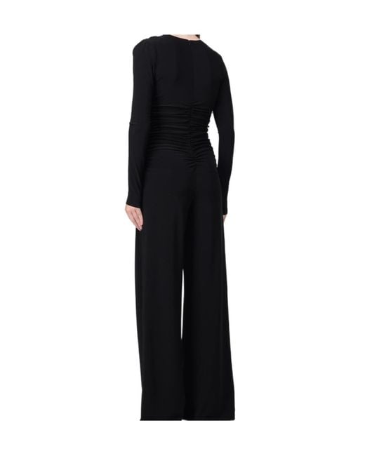 Norma Kamali Black V-Neck Gathered Jumpsuit