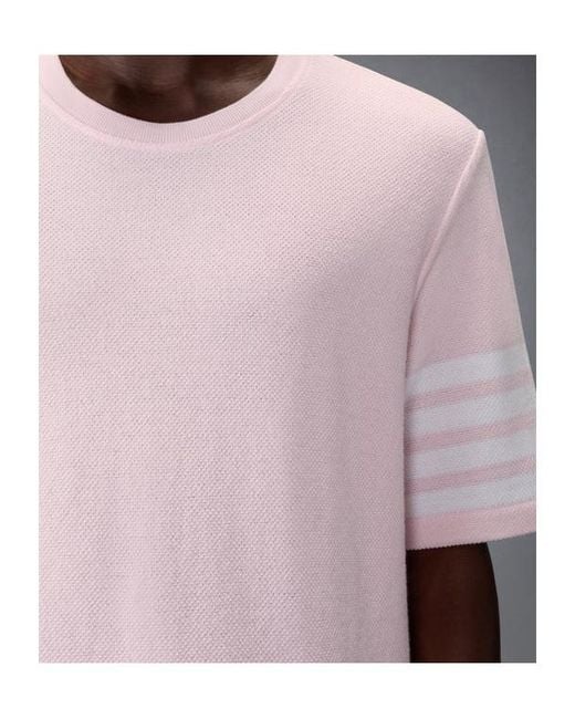 Thom Browne Pink Stripe Detail T-Shirt for men