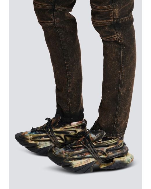 Balmain Multicolor Unicorn Logo Low-Cut Skate Shoes for men