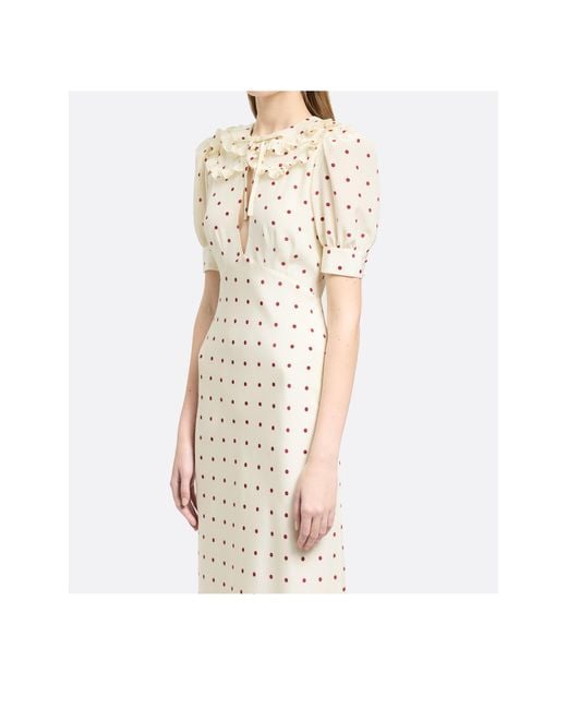 Alessandra Rich White Polka-Dot Ruffled Midi Dress