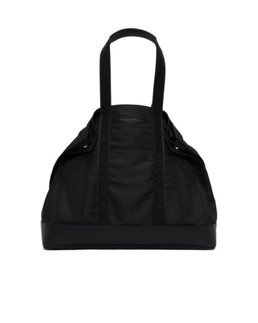 Alexander McQueen Black Logo Band Tote Bag for men