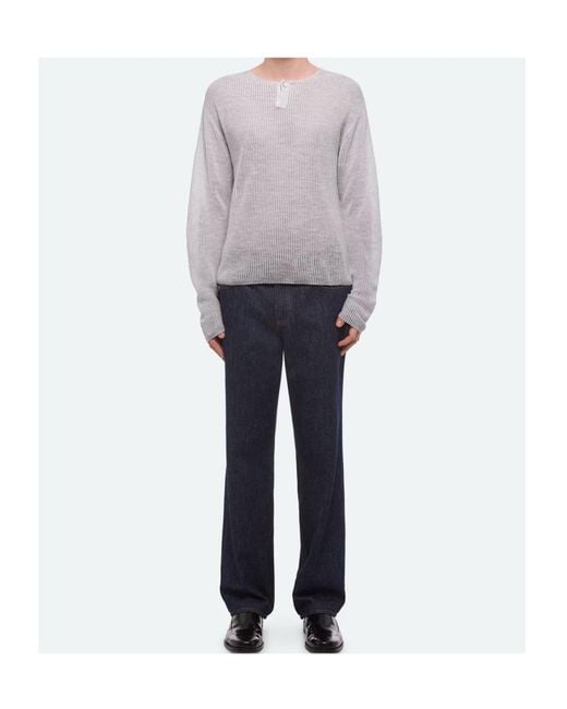 Helmut Lang Gray Textured Henley for men