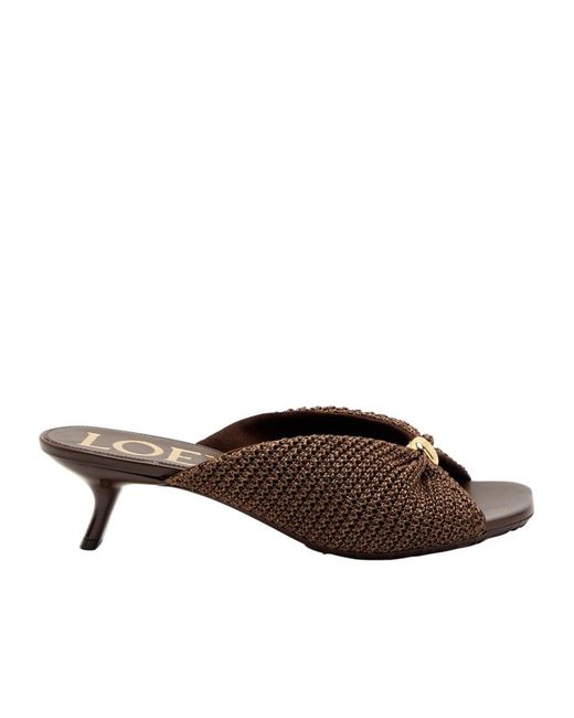 Loewe Brown Raffia And Leather Sandals