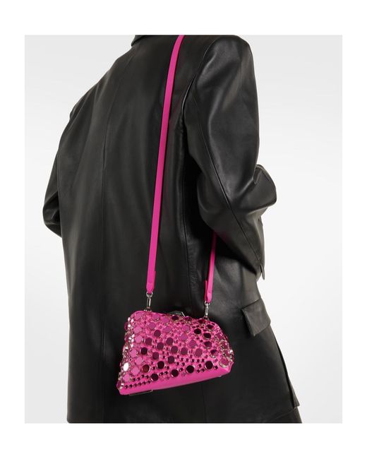The Attico Pink Midnight Studded Leather Clutch