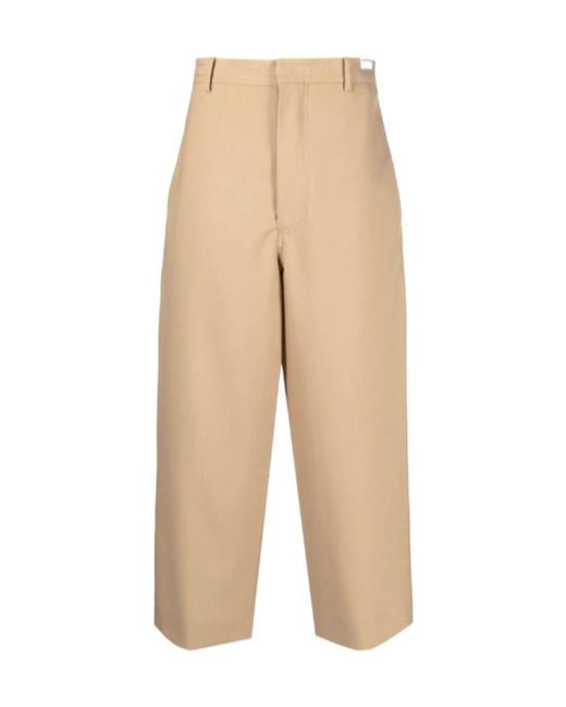 Marni Natural Wide Leg Cropped Wool Trousers