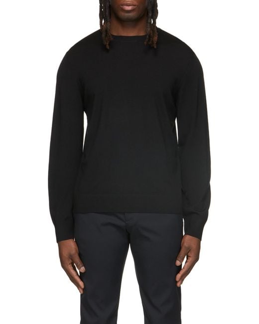 Theory Black Round-Neck Knitted Pullover for men