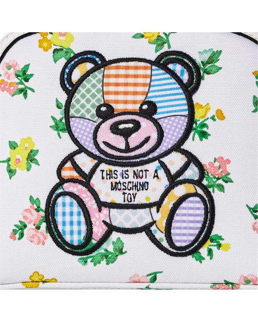 Moschino White Logo Zipper Shoulder Bag