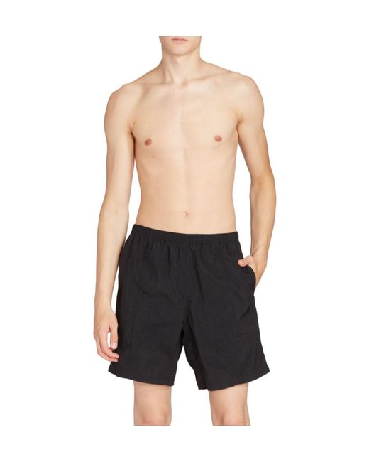 AMI Gray Ami Logo Embossed Elastic Waistband Swim Shorts for men