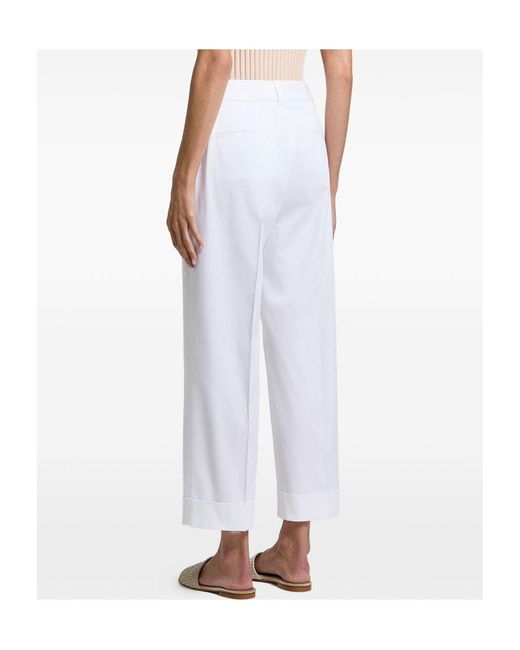 Peserico Blue Pressed-Crease Turn-Up Trousers
