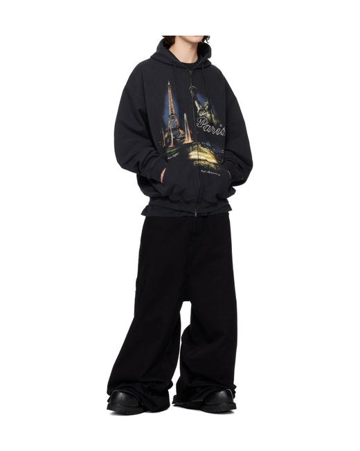 Vetements Blue Paris Tourist Zip-Up Hoodie for men
