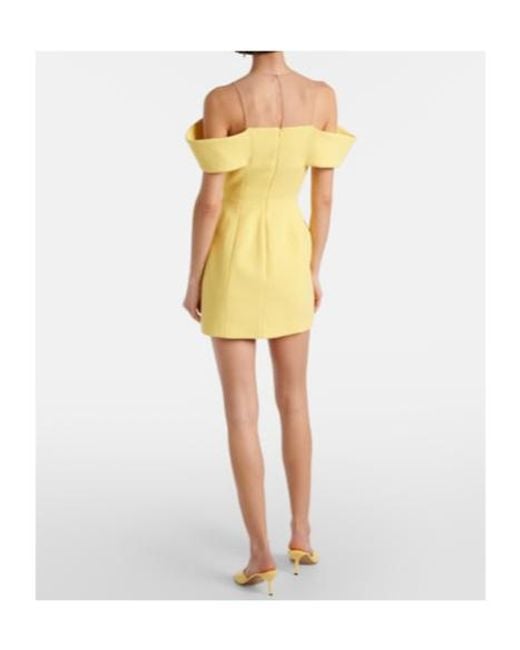 David Koma Yellow Off-Shoulder Wool Crêpe Minidress