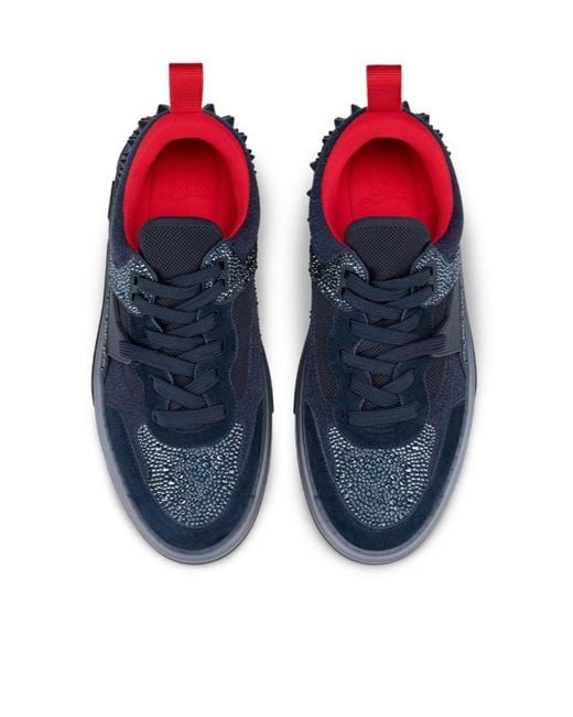 Christian Louboutin Blue Astroloubi Strass Low-Top Sneakers for men