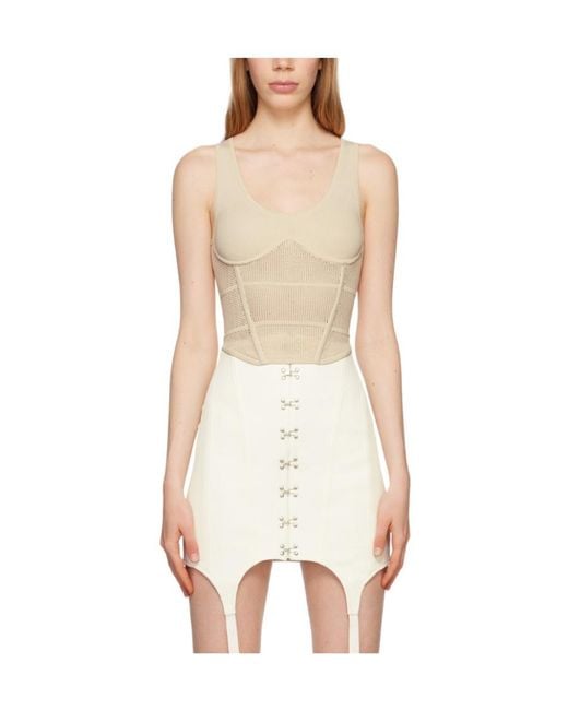 Dion Lee White Corset-Style Crochet-Knit Top