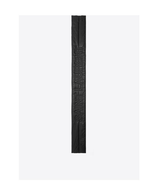 Saint Laurent Black Logo Patch Quilted Scarf