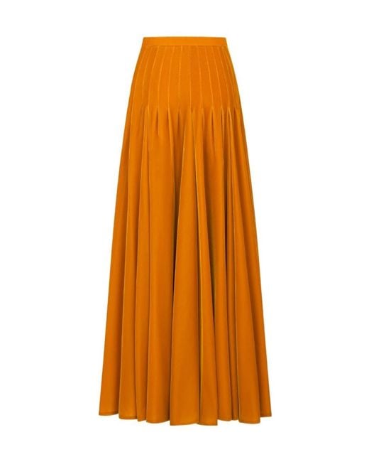 Dior Orange Long Flared Skirt