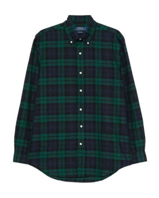 Polo Ralph Lauren Green Tartan-Check Button-Down Shirt for men